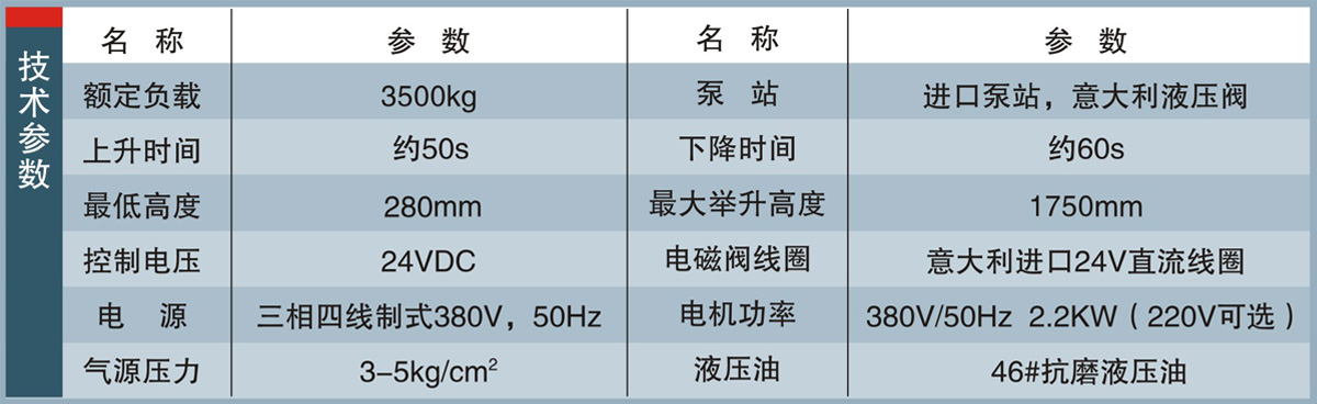 信力X306小剪式舉升機技術參數